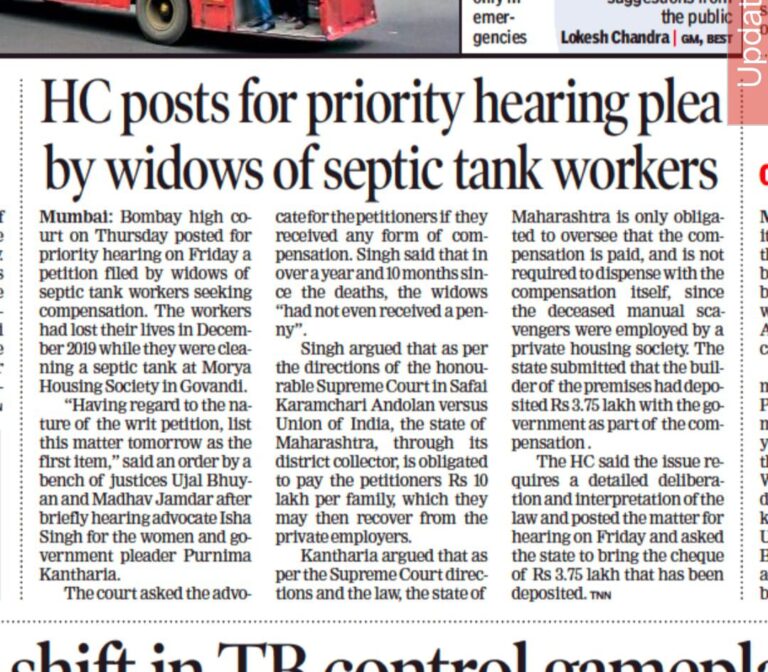 Hc Posts for priority hearing Please by Widows of Septic Tank Workers